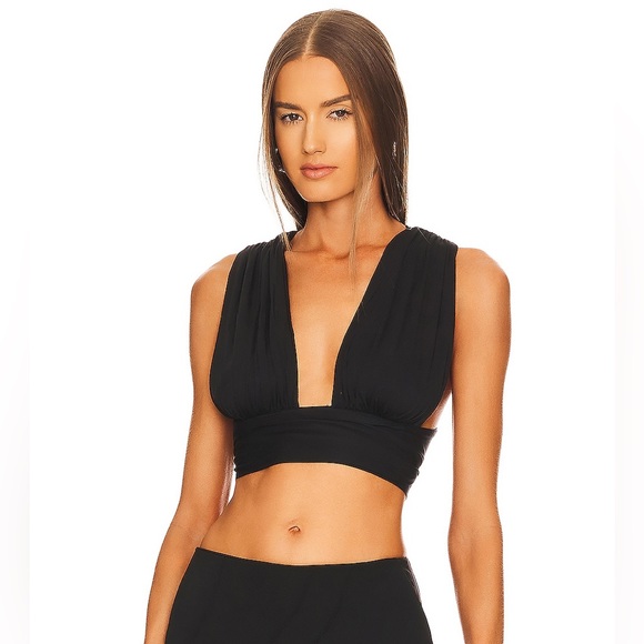 Wrap Top In Black - Oh Polly - Small / 6 US - New with Tag 🏷️ - Picture 1 of 7